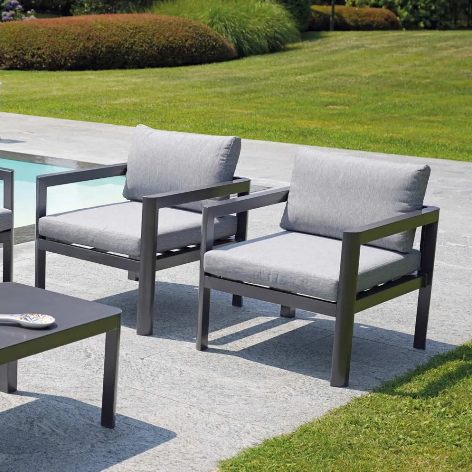 2 Outdoor Chairs in Aluminum and Polyester Cushions - Mickey Mouse Viadurini