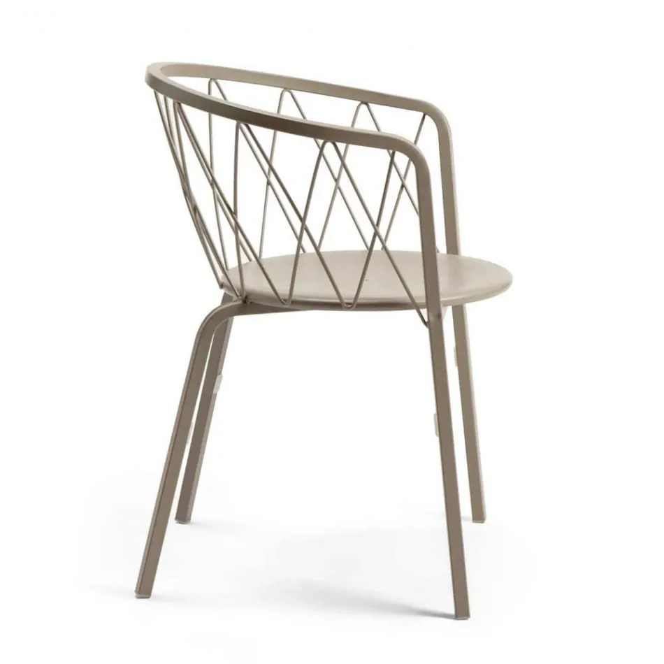 2 Outdoor Armchairs in Painted Metal Stackable Made in Italy - Adia Viadurini