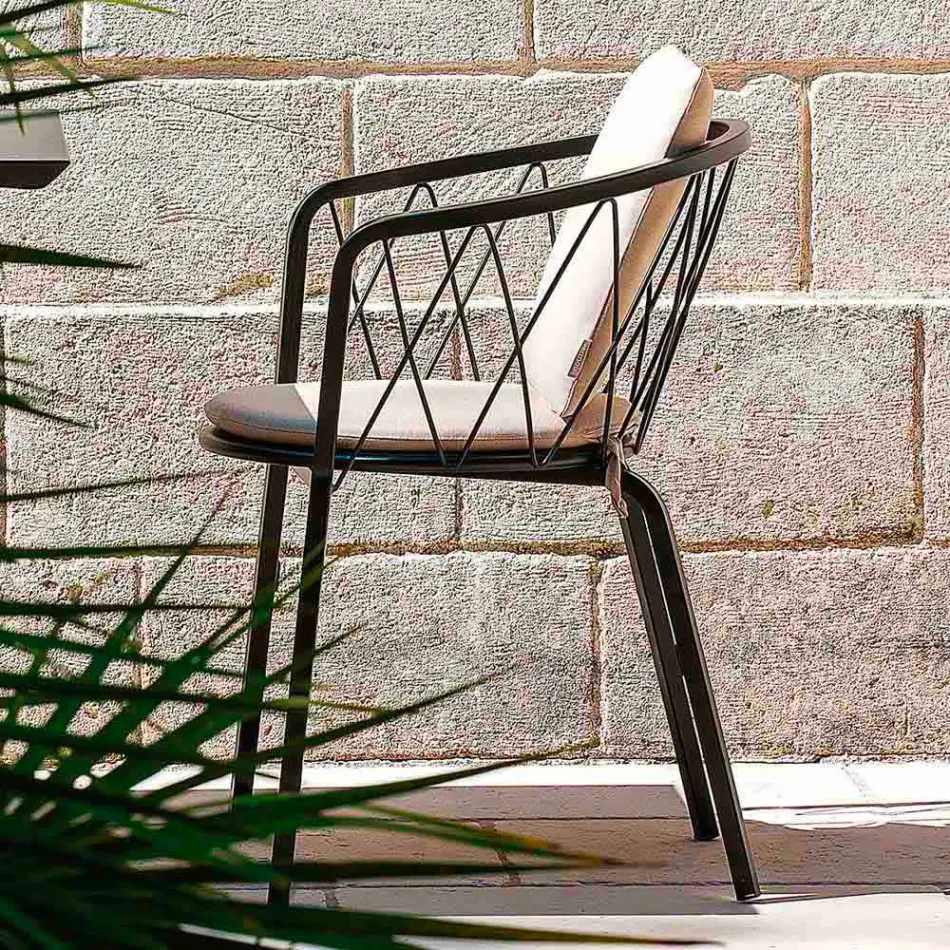 2 Outdoor Armchairs in Painted Metal Stackable Made in Italy - Adia Viadurini