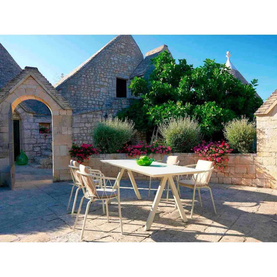 2 Outdoor Armchairs in Painted Metal Stackable Made in Italy - Adia Viadurini