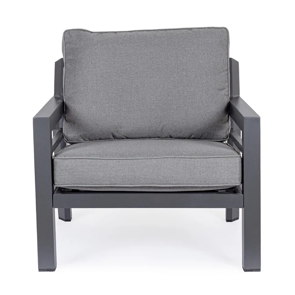 2 Garden Armchairs in Aluminum and Fabric Seat Cushions - Point Viadurini