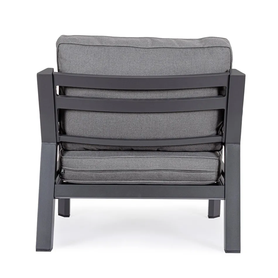 2 Garden Armchairs in Aluminum and Fabric Seat Cushions - Point Viadurini