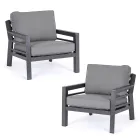 2 Garden Armchairs in Aluminum and Fabric Seat Cushions - Point Viadurini