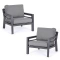 2 Garden Armchairs in Aluminum and Fabric Seat Cushions - Point
