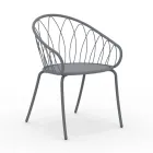 2 Stackable Garden Armchairs in Metal and Cushion Made in Italy - Fontana Viadurini