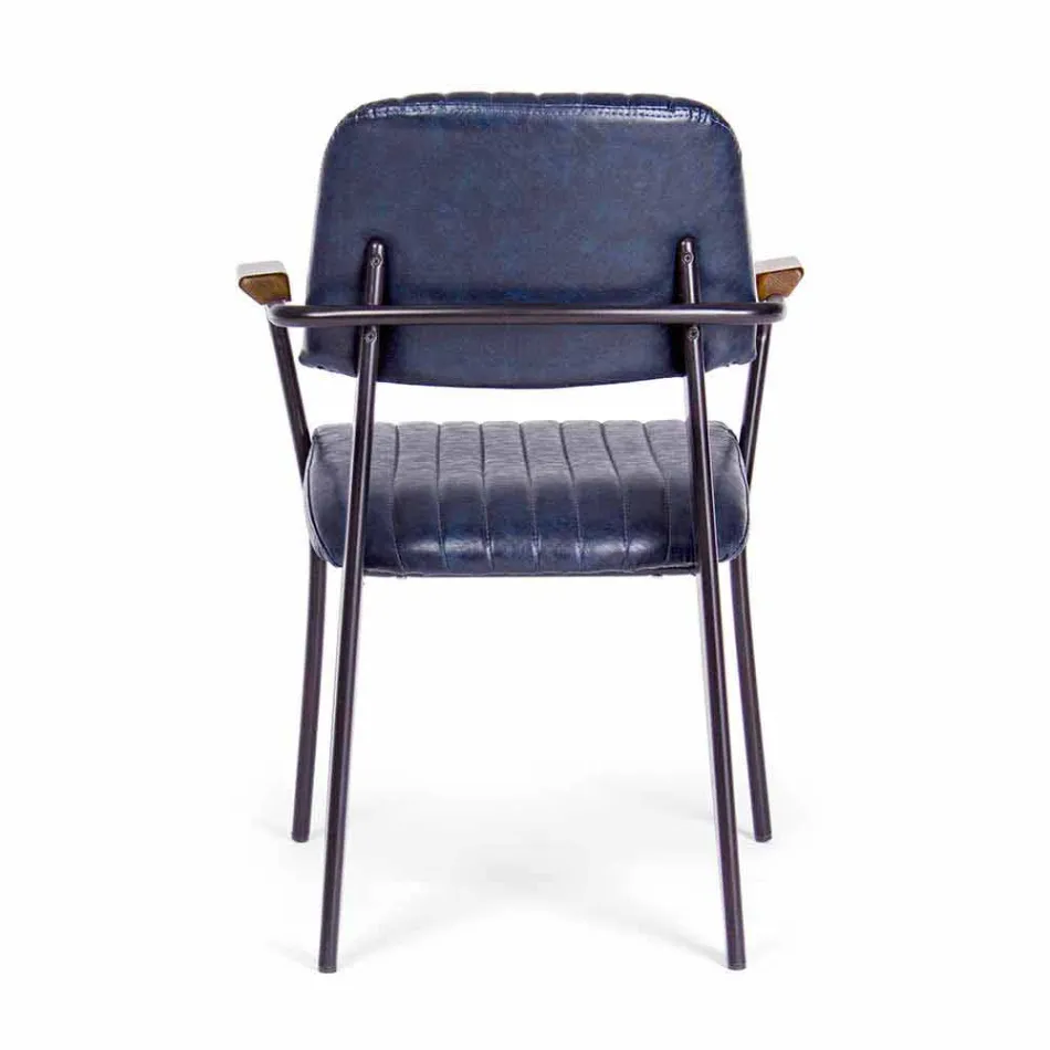 2 Chairs with Armrests in Leatherette Vintage Effect Homemotion - Clare Viadurini