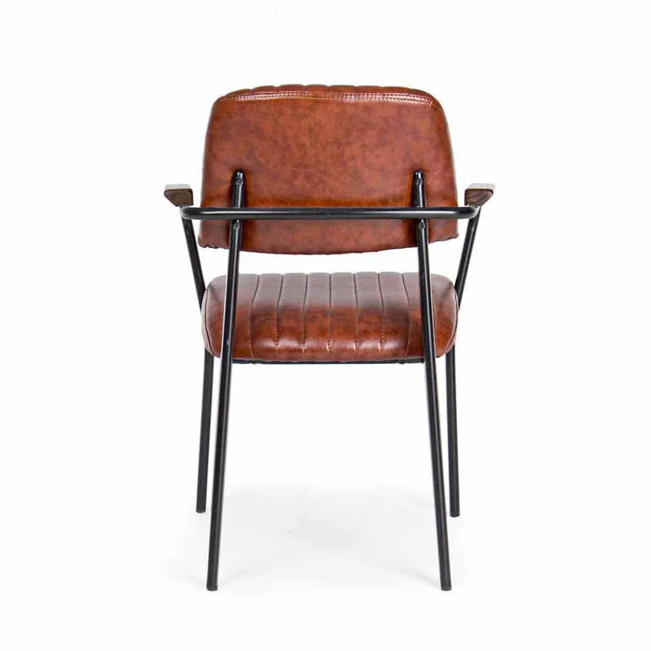 2 Chairs with Armrests in Leatherette Vintage Effect Homemotion - Clare Viadurini