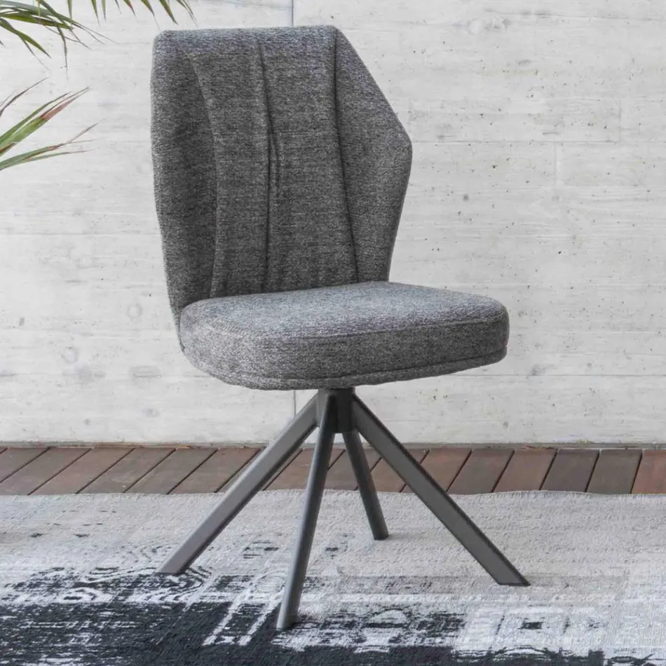 2 Indoor Chairs in Graphite Metal with Bliss Fabric Seat - Tenia Viadurini