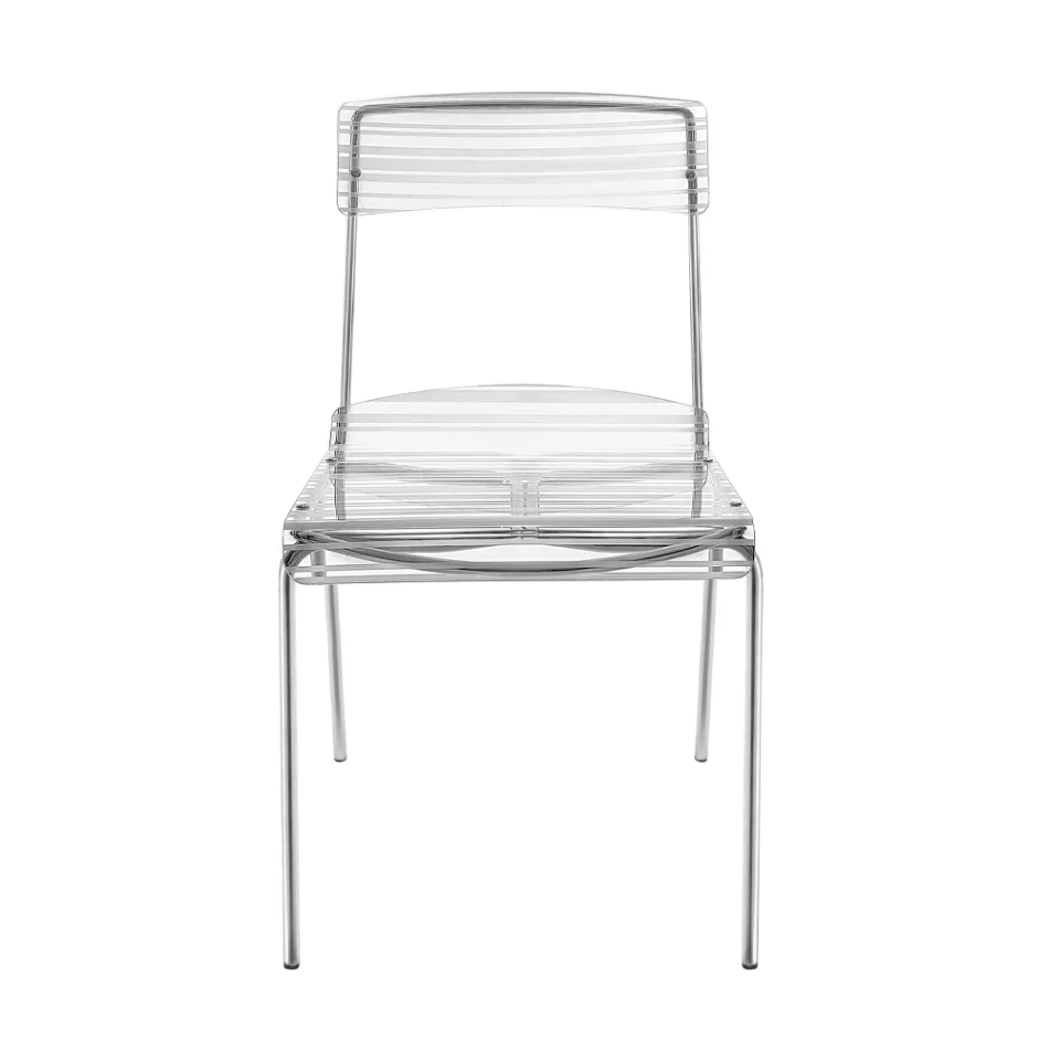 2 Stackable Chairs in Plexiglass and Iron Made in Italy - Timon Viadurini