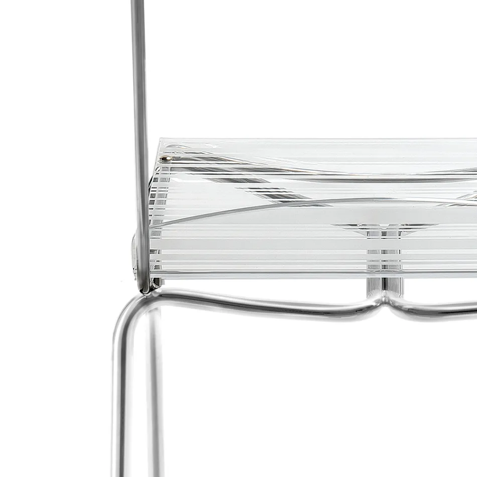 2 Stackable Chairs in Plexiglass and Iron Made in Italy - Timon Viadurini