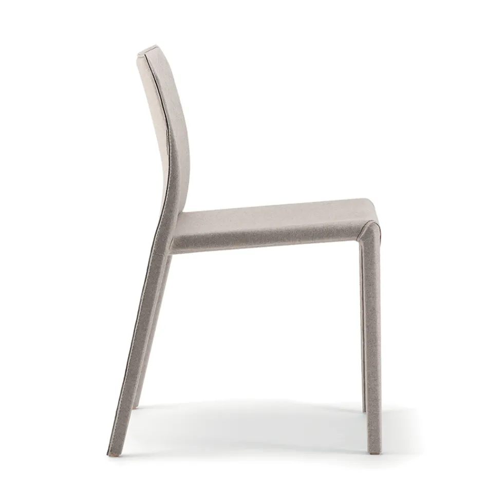 2 Stackable Chairs in Polypropylene, Fiberglass and Upholstered in Gray Wool - Cut Viadurini