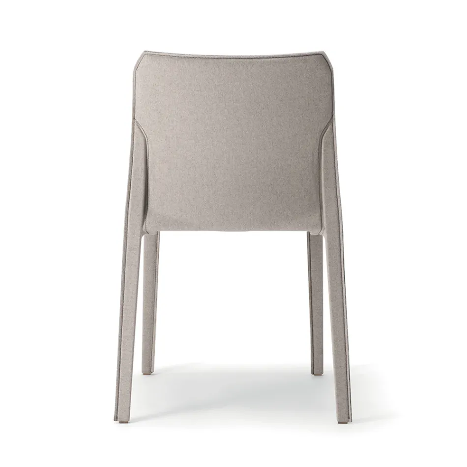 2 Stackable Chairs in Polypropylene, Fiberglass and Upholstered in Gray Wool - Cut Viadurini