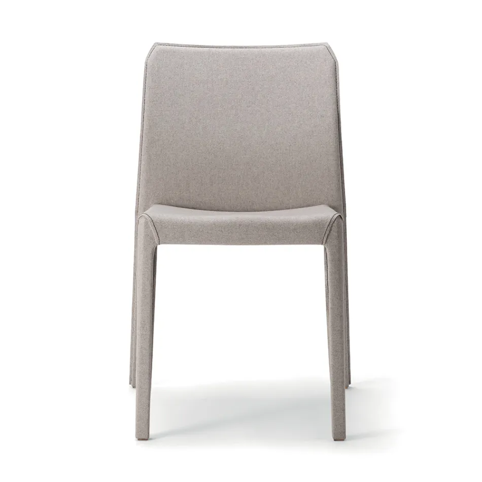 2 Stackable Chairs in Polypropylene, Fiberglass and Upholstered in Gray Wool - Cut Viadurini