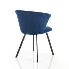 2 Chairs in Blue Velvet Effect Microfiber Fabric - Everest Viadurini