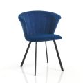 2 Chairs in Blue Velvet Effect Microfiber Fabric - Everest