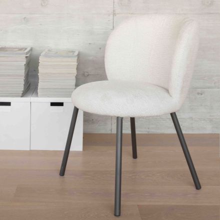 2 Chairs Made of Graphite Metal with Bliss Fabric Seat - Lunea Viadurini