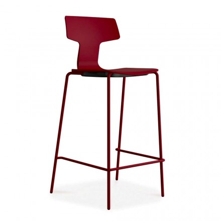 2 Stackable Bar Stools in Metal and Polypropylene Made in Italy - Arlette Viadurini