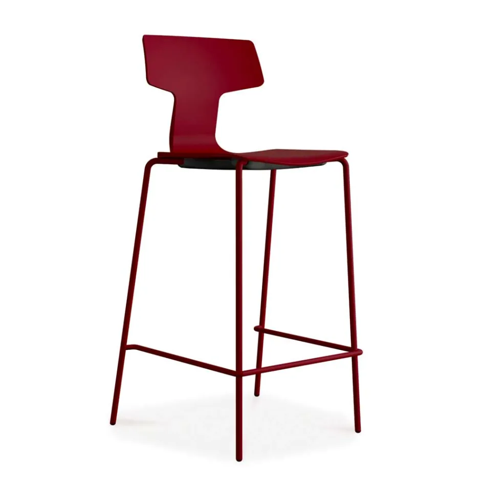 2 Stackable Bar Stools in Metal and Polypropylene Made in Italy - Arlette Viadurini