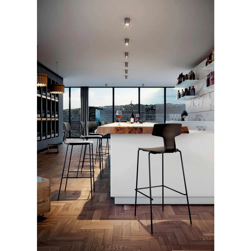 2 Stackable Bar Stools in Metal and Polypropylene Made in Italy - Arlette Viadurini