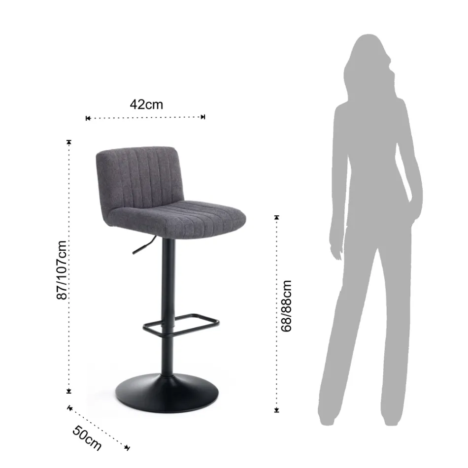 2 Bar Stools in Fabric and Steel - Polonio Viadurini