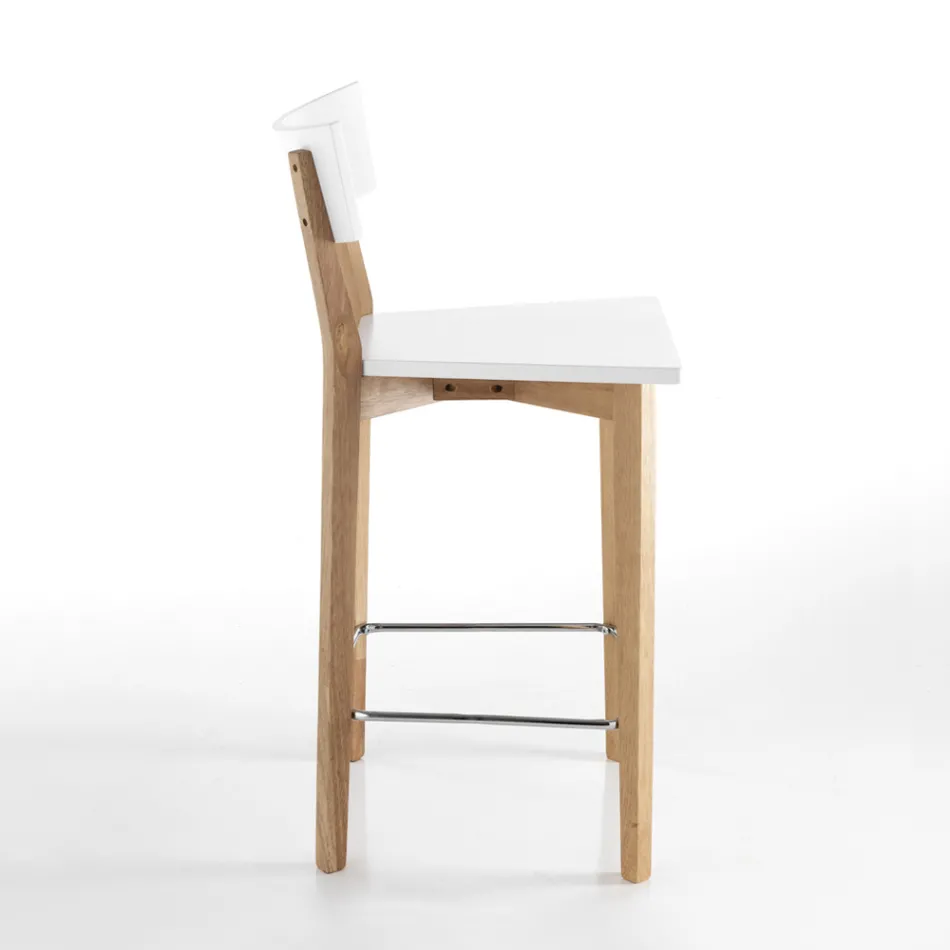 2 Living Room Stools in Solid Wood - Silver Viadurini