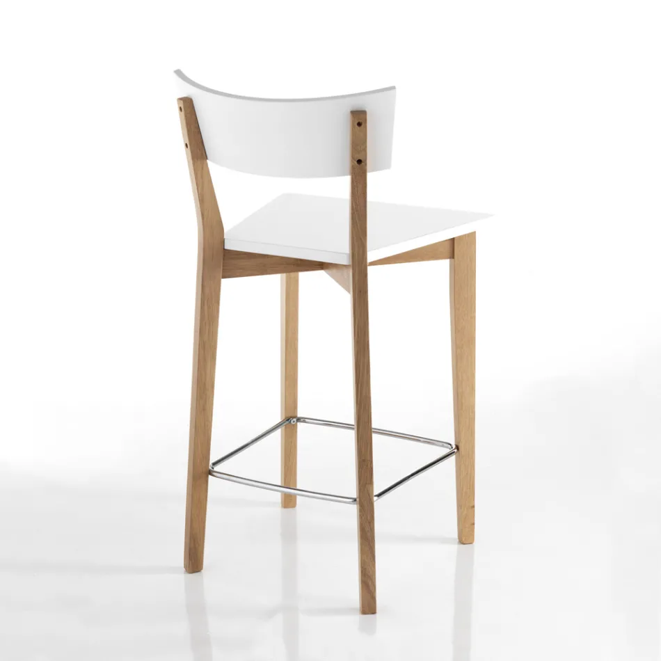 2 Living Room Stools in Solid Wood - Silver Viadurini