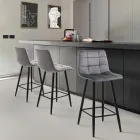 2 Living Room Stools in Fabric and Metal - Copper Viadurini