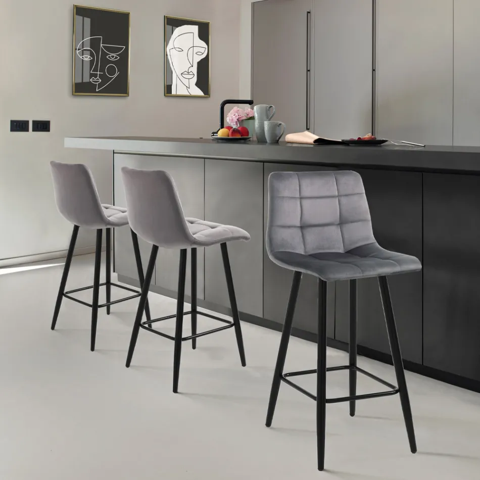 2 Living Room Stools in Fabric and Metal - Copper Viadurini