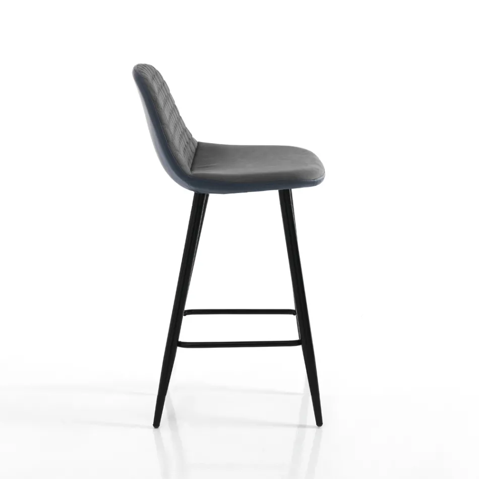 2 Stools in Aged Gray Velvet Effect Fabric - Biscia Viadurini