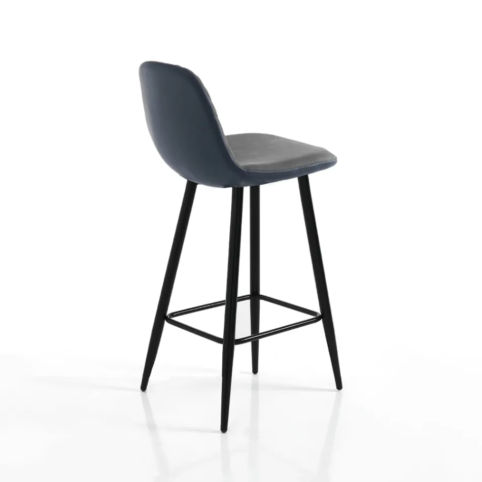 2 Stools in Aged Gray Velvet Effect Fabric - Biscia Viadurini
