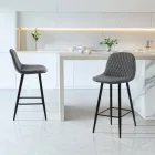 2 Stools in Aged Gray Velvet Effect Fabric - Biscia Viadurini