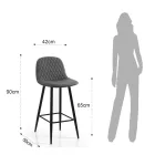 2 Stools in Aged Gray Velvet Effect Fabric - Biscia Viadurini