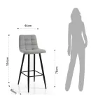 2 Stools in Light Gray Fabric and Metal - Copper Viadurini