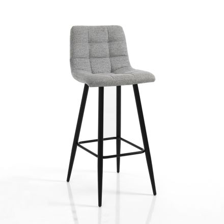 2 Stools in Light Gray Fabric and Metal - Copper Viadurini