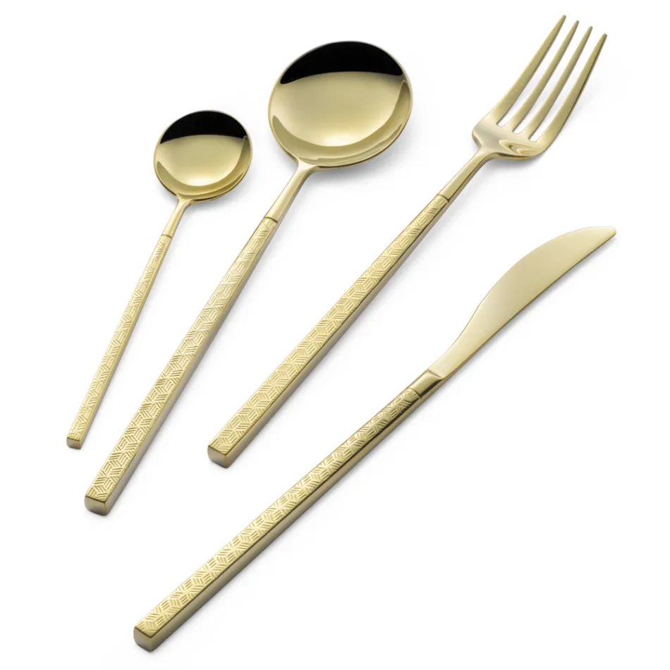 24 Polished Forged Steel Cutlery with Origami Made in Italy - Osaka Viadurini