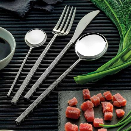 24 Polished Forged Steel Cutlery with Origami Made in Italy - Osaka Viadurini