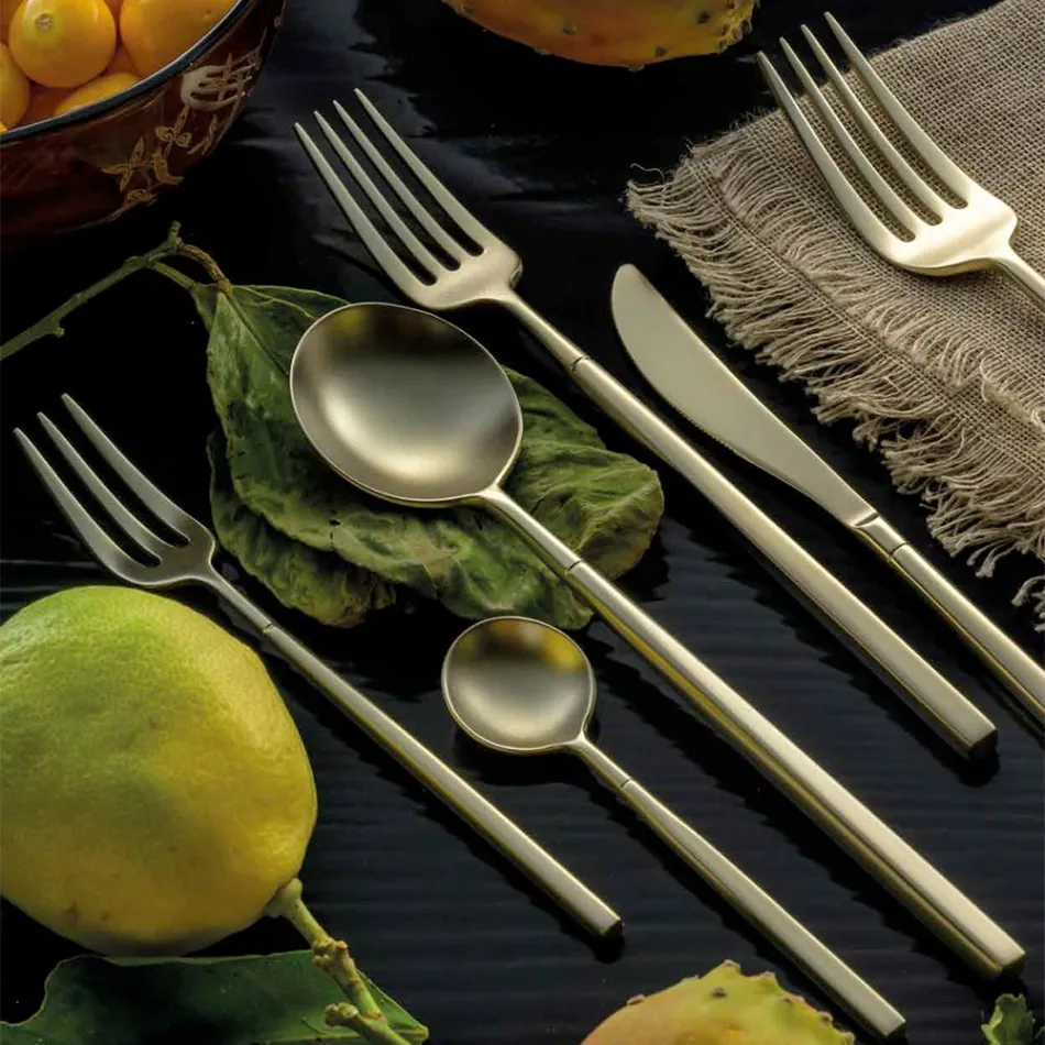 24 Cutlery in Polished Forged Steel of Different Finishes Made in Italy - Osaka Viadurini