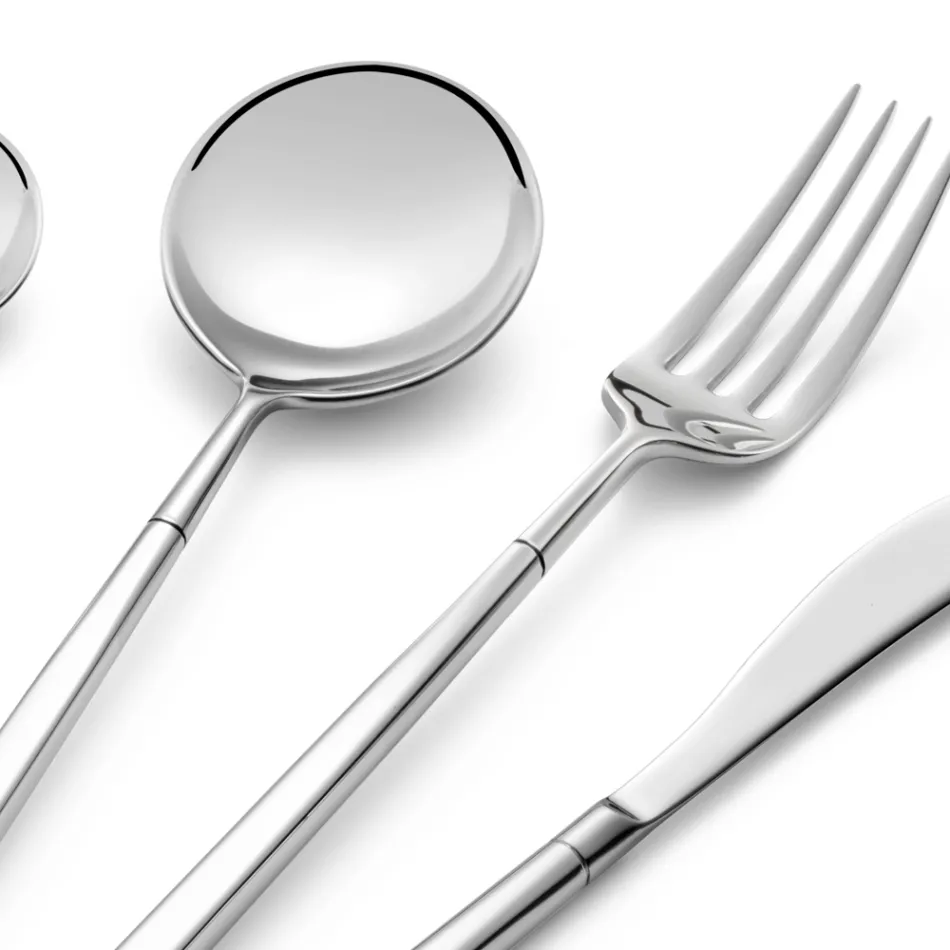 24 Cutlery in Polished Forged Steel of Different Finishes Made in Italy - Osaka Viadurini