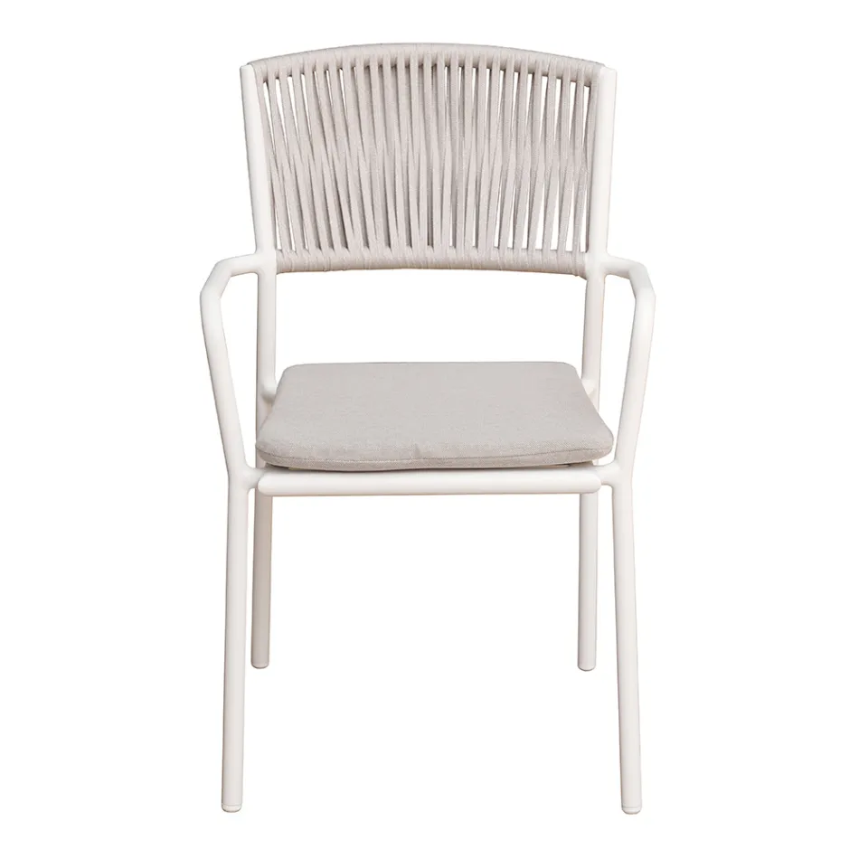 4 Stackable Garden Chairs in Aluminum and Rope - Lunaris Viadurini