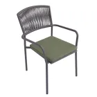 4 Stackable Garden Chairs in Aluminum and Rope - Lunaris Viadurini