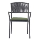 4 Stackable Garden Chairs in Aluminum and Rope - Lunaris Viadurini