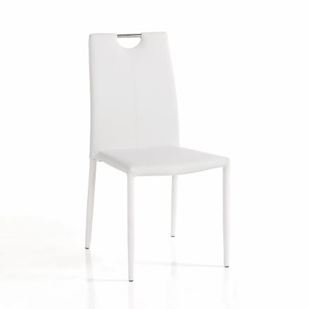 4 Chairs Completely Upholstered in White Synthetic Leather - Tulio Viadurini