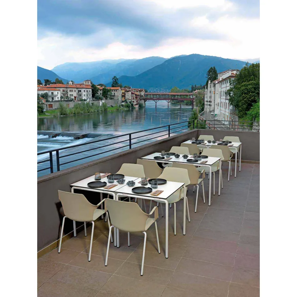 4 Stackable Outdoor Chairs in Polypropylene and Metal Made in Italy - Carlene Viadurini