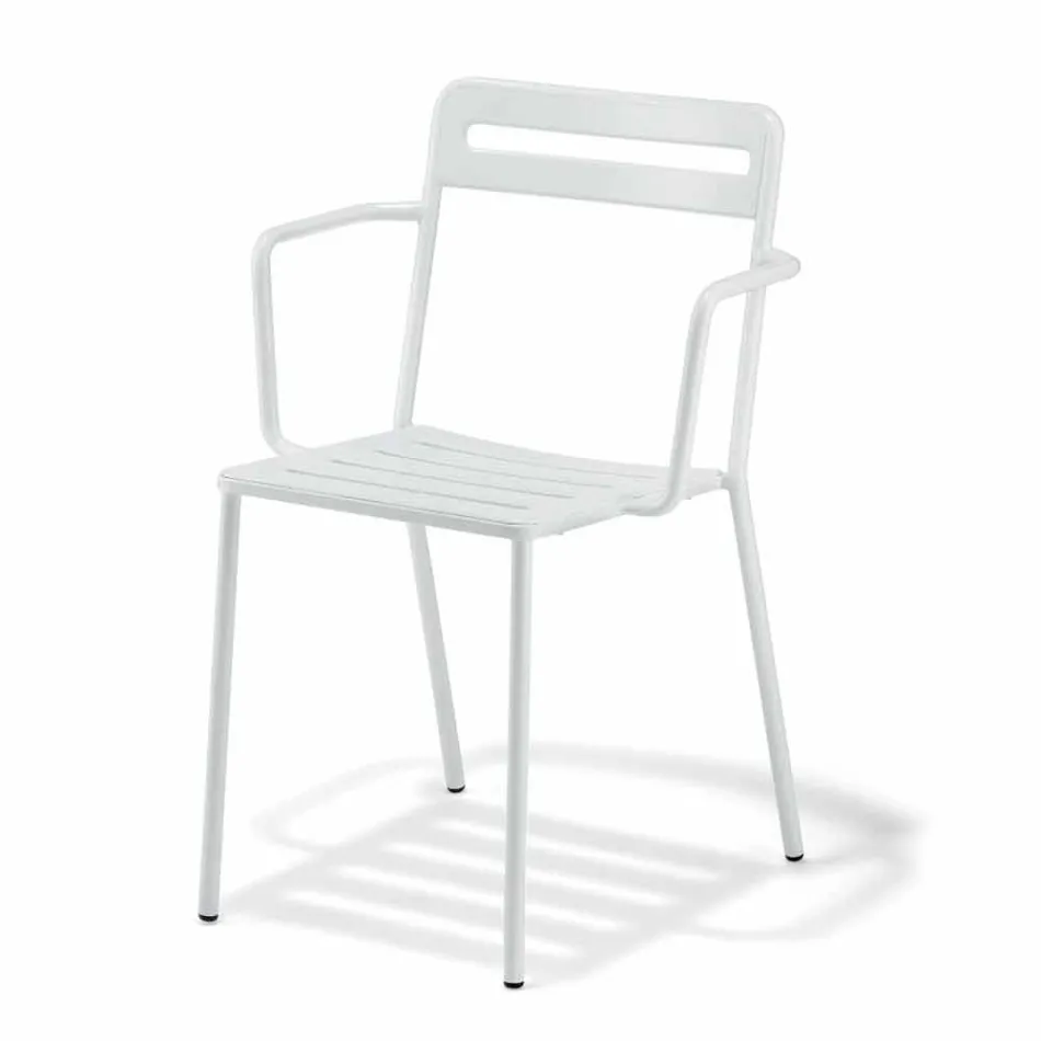 4 Outdoor Stackable Metal Chairs Made in Italy - Yolonda Viadurini