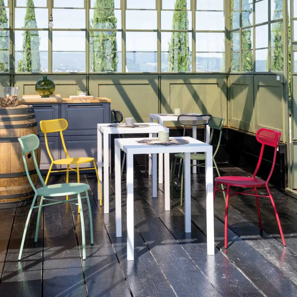 4 Metal Garden Chairs in Different Colors Made in Italy - Hedge Viadurini