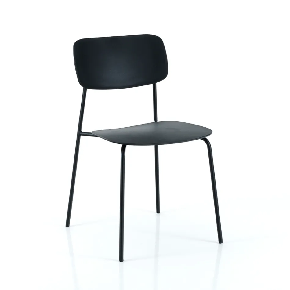 4 Dining Chairs in Steel and Polypropylene - Aquila Viadurini