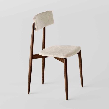 4 Dining Chairs in Solid Ash Wood and Fabric Made in Italy - Sulu Viadurini