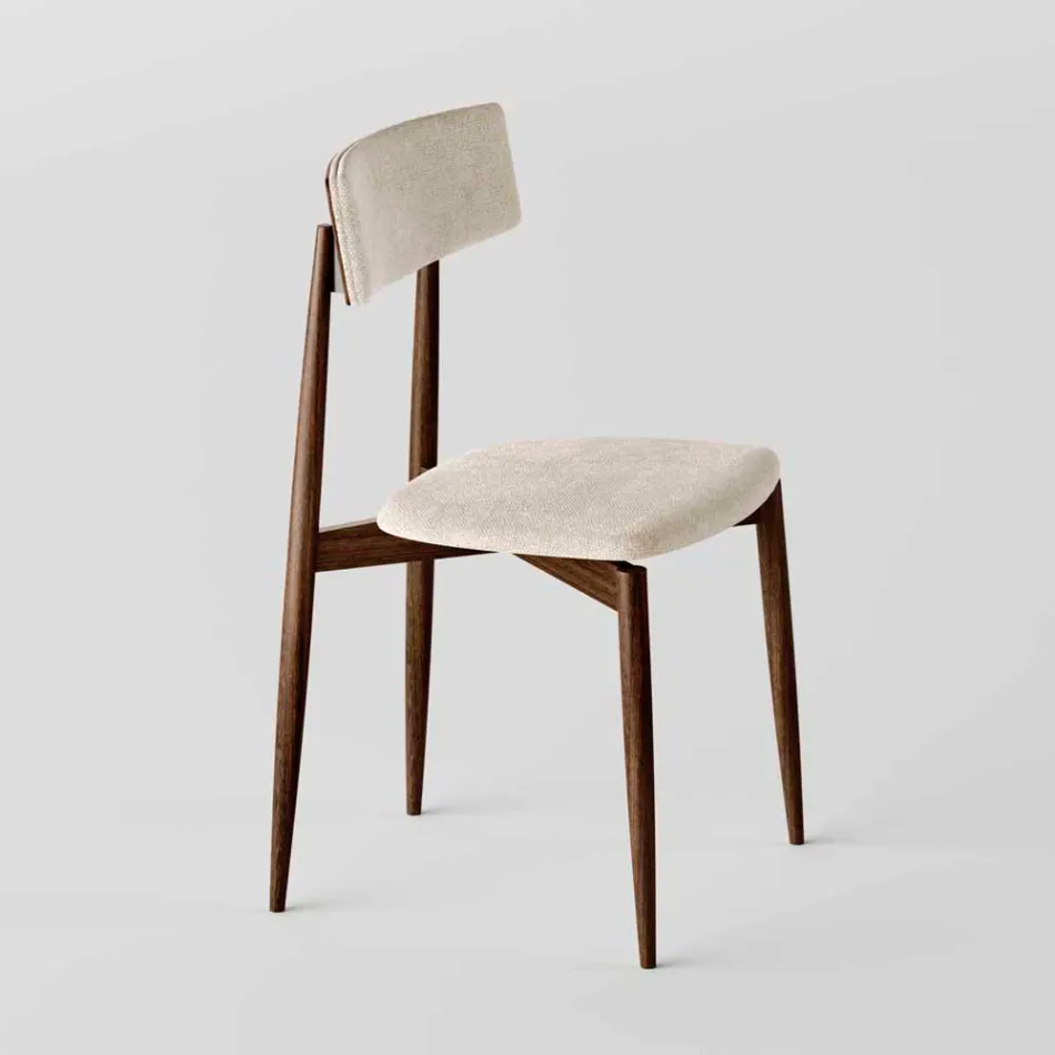 4 Dining Chairs in Solid Ash Wood and Fabric Made in Italy - Sulu Viadurini
