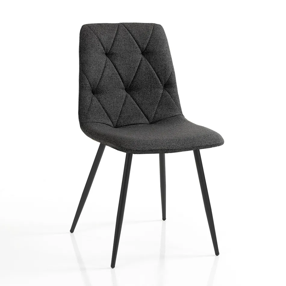 4 Dining Chairs in Easy Clean Fabric and Metal Legs - Lazio Viadurini