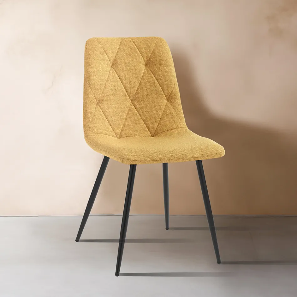 4 Dining Chairs in Easy Clean Fabric and Metal Legs - Lazio Viadurini